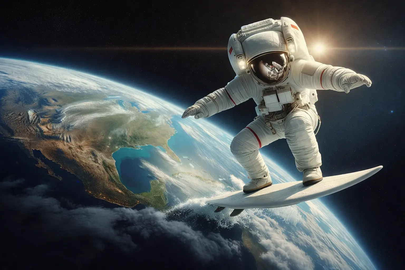 Astronaut above planet